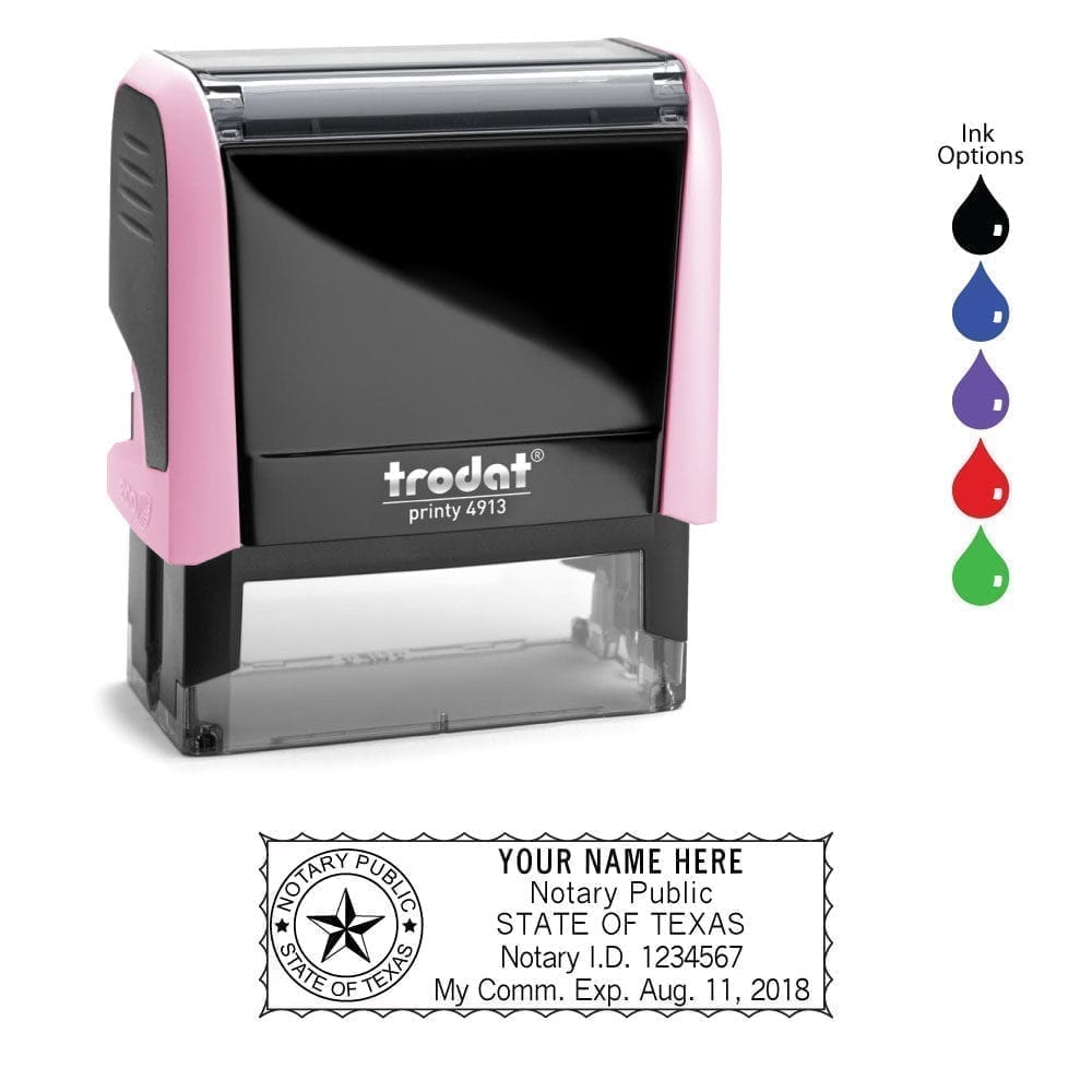 Texas Notary Stamp - Trodat 4913 Light Pink