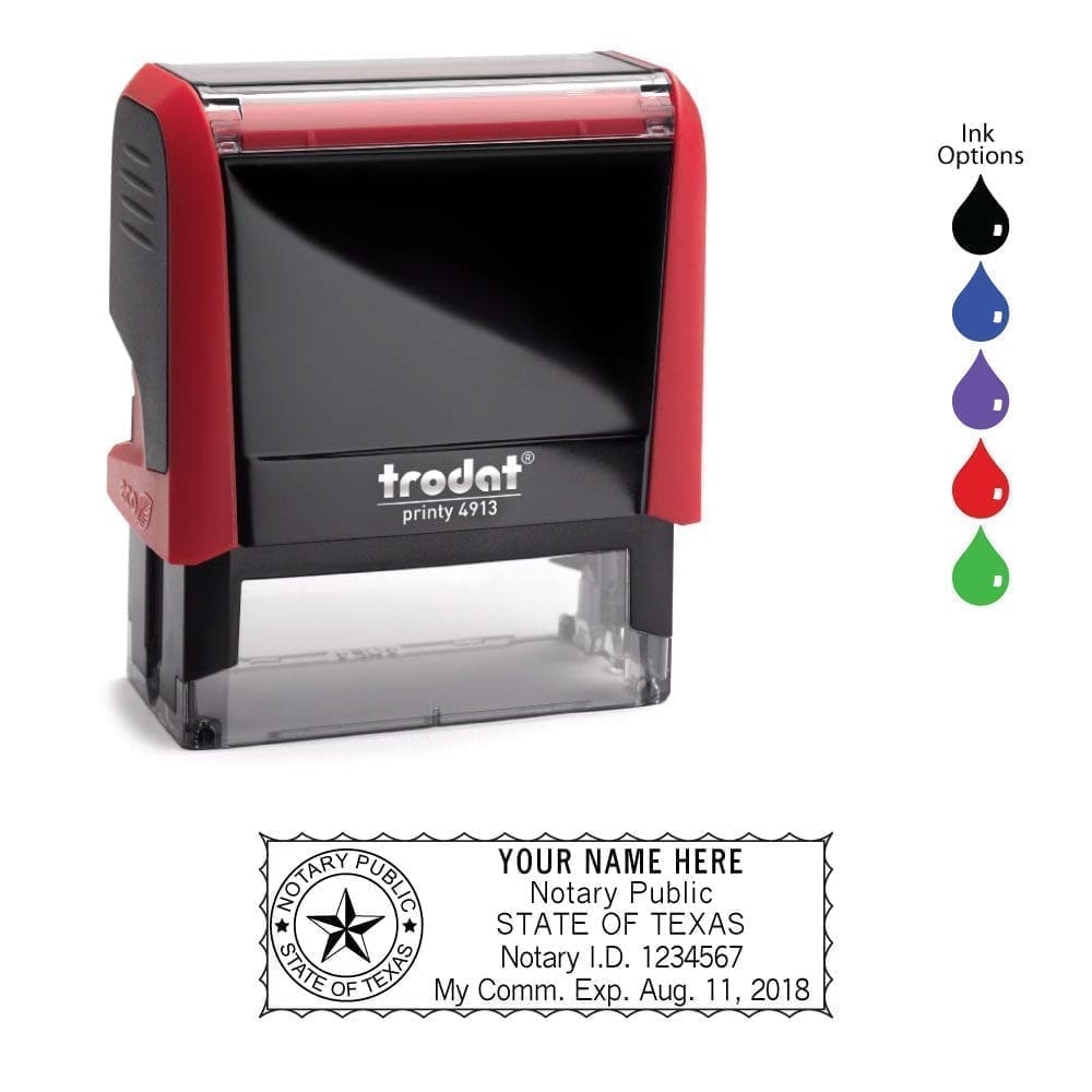 Texas Notary Stamp - Trodat 4913 Flame Red