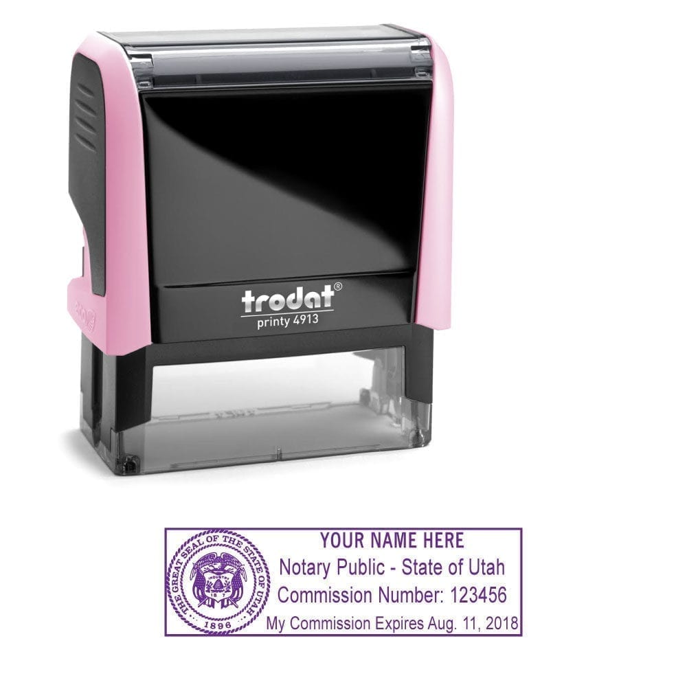 Utah Notary Stamp - Trodat 4913 Light Pink