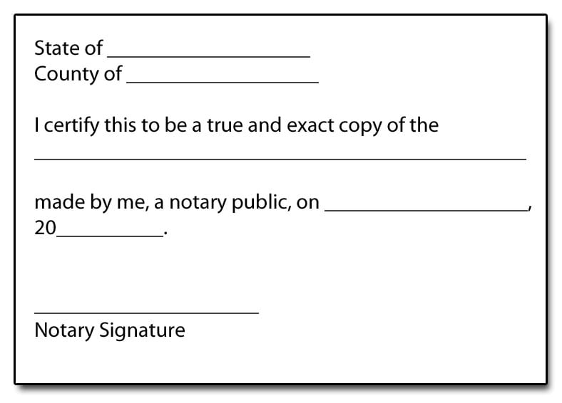 Notarized Copy Form