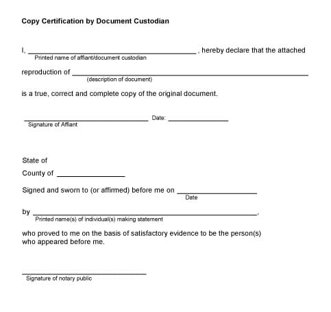 Notarized Copy Form