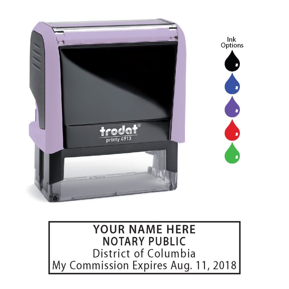 District of Columbia Notary Stamp - Trodat 4913 - Lilac