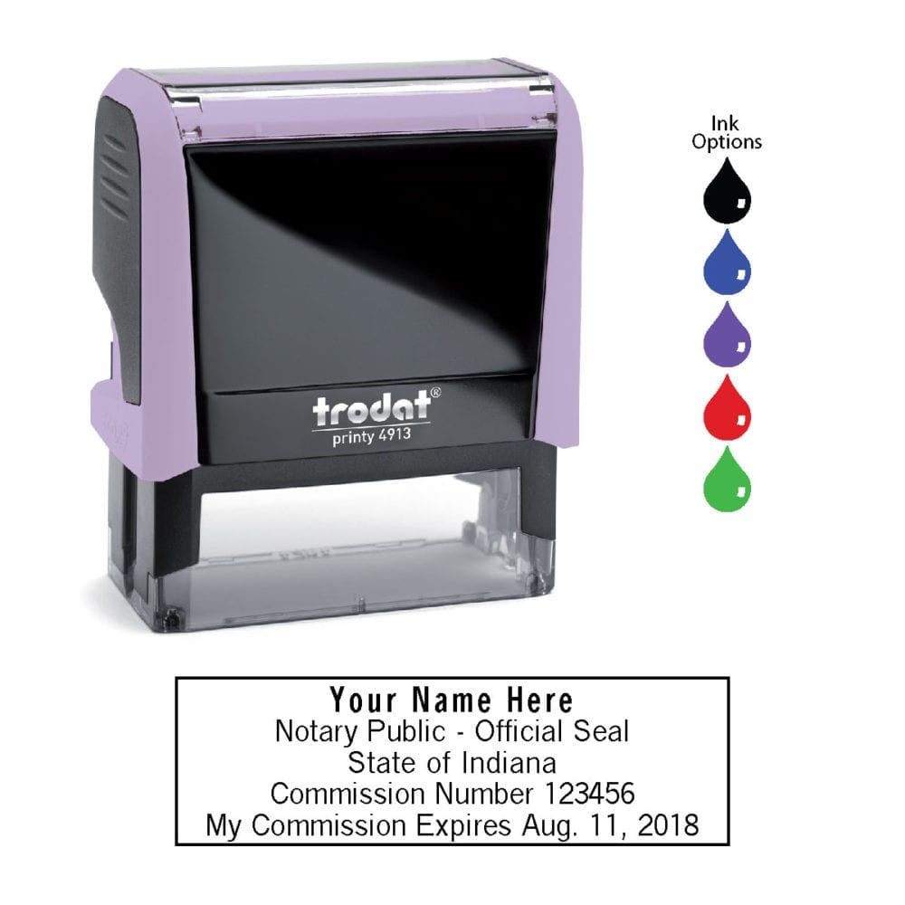 Indiana Notary Stamp - Trodat 4913 - Lilac
