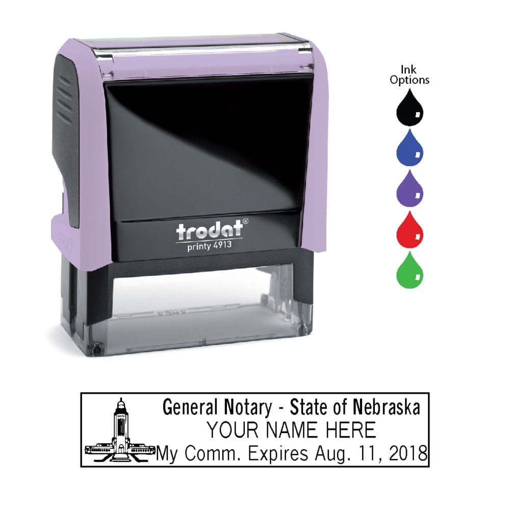Nebraska Notary Stamp - Trodat 4913 - Lilac