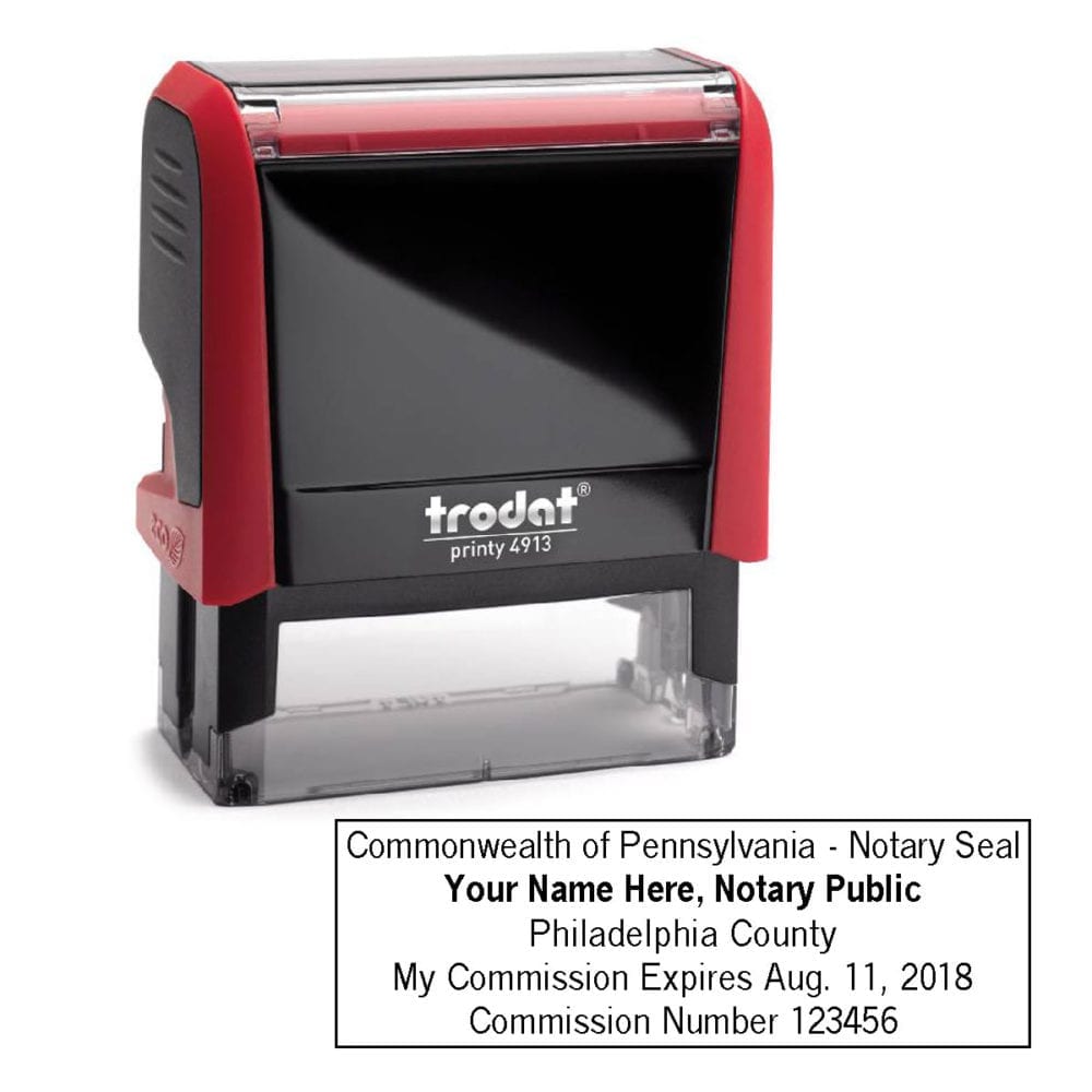 Pennsylvania Notary Stamp - Trodat 4913 Flame Red