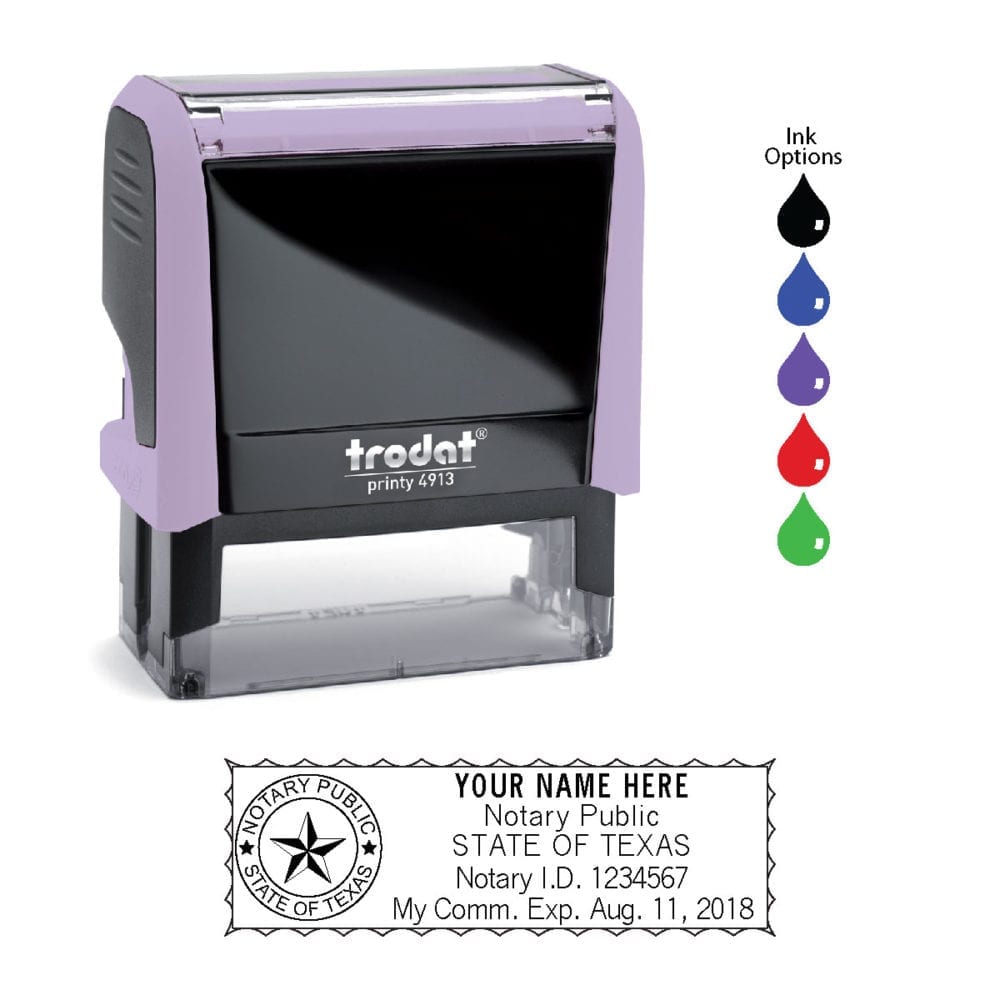 Texas Notary Stamp - Trodat 4913 - Lilac
