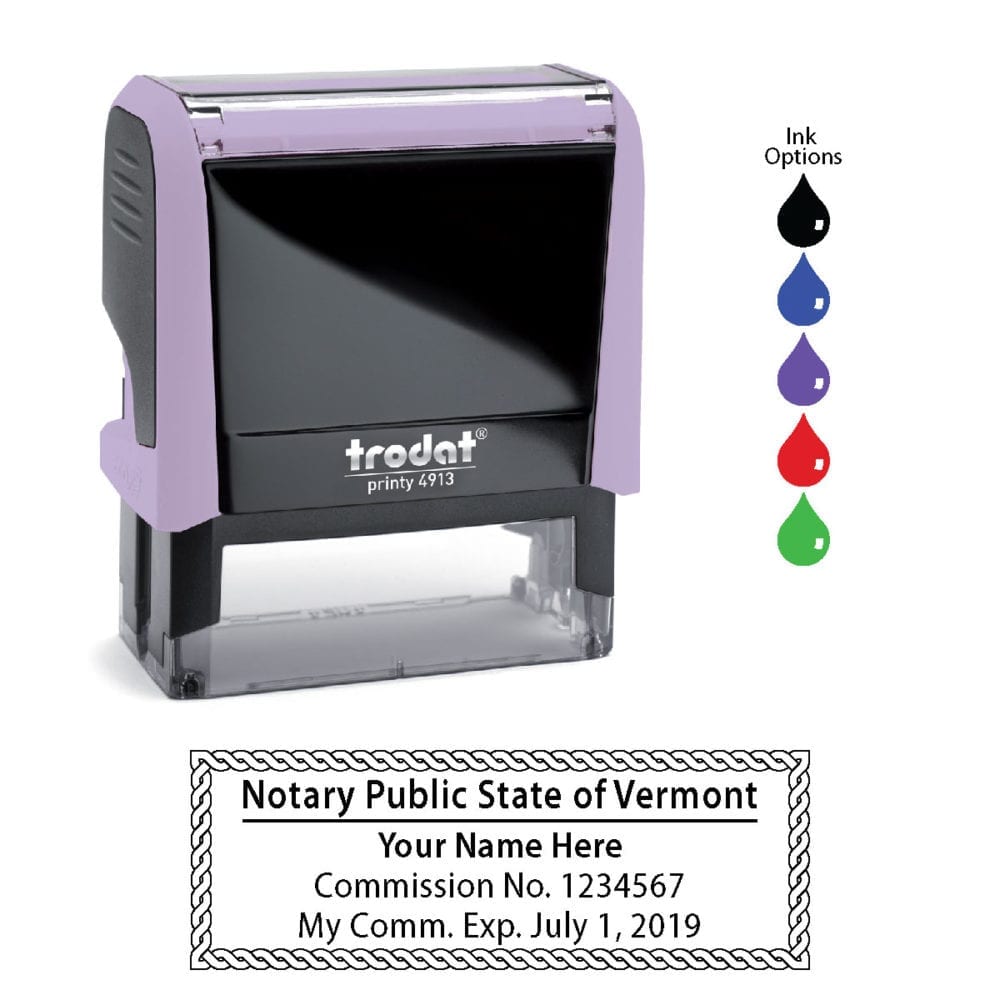 Vermont Notary Stamp - Trodat 4913 - Lilac