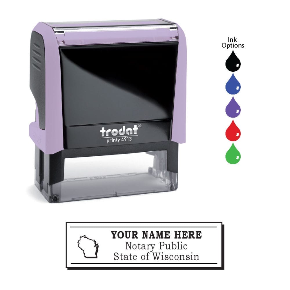 Wisconsin Notary Stamp - Trodat 4913 - Lilac