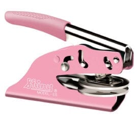 shiny notary seal embosser pink