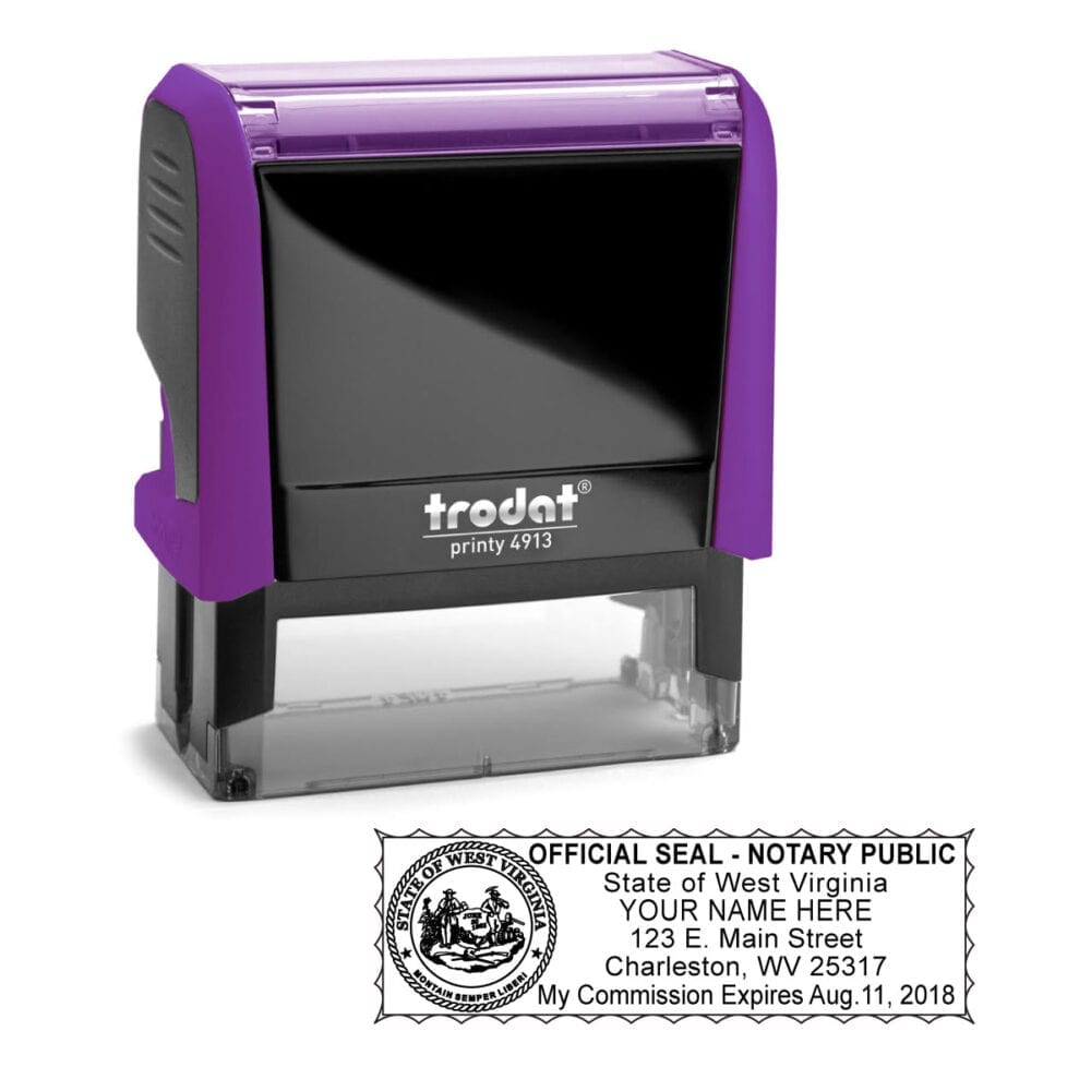 West Virginia Notary Stamp - Trodat 4913 Violet