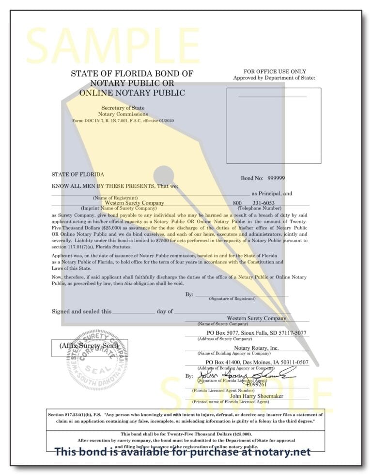 Florida RON Notary Bond » Order Online »